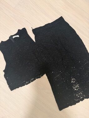 Babaton Set — Black Lace Pencil Skirt - Elegant Women's Top and Skirt Set